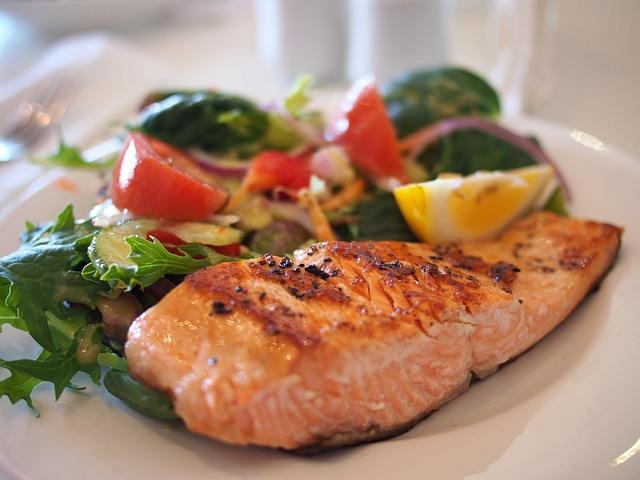 Juicy chum salmon steak in a sleeve